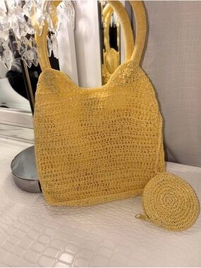 Yellow Crochet Bag with Coin Purse - Women